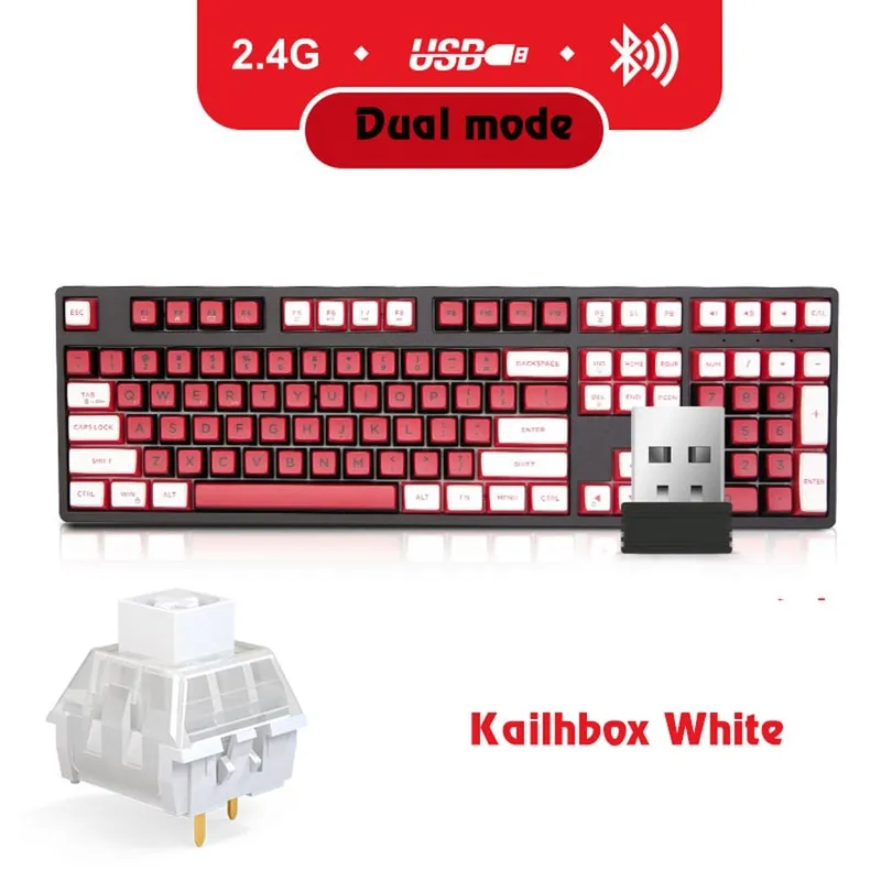 Bàn Phím Cơ Không Dây Dual Mode Newmen GM1080, Kailhbox White Switch.