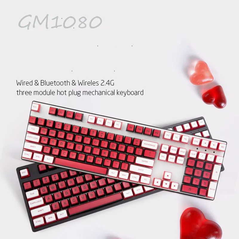 Bàn Phím Cơ Không Dây Dual Mode Newmen GM1080, Kailhbox White Switch.