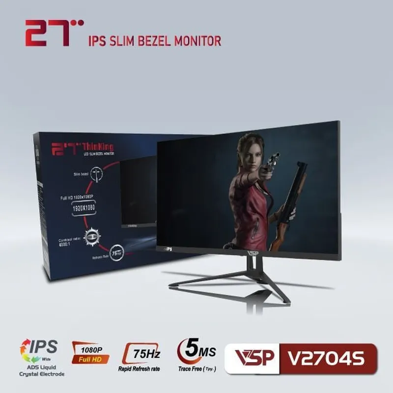 Màn Hình Máy Tính VSP V2704S Black (27 inch/FHD/IPS/75Hz/5ms)