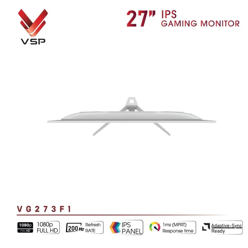 Màn Hình Máy Tính Gaming VSP VG273F1 | 27 inch, Full HD, IPS, 200Hz, 1ms, Speaker, trắng