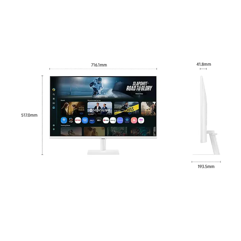 Màn Hình Máy Tính Thông Minh 4k Samsung Vision AI LS32FM701UEXXV | 32 inch, UHD, VA, 60Hz, Wifi, BT, remote, trắng