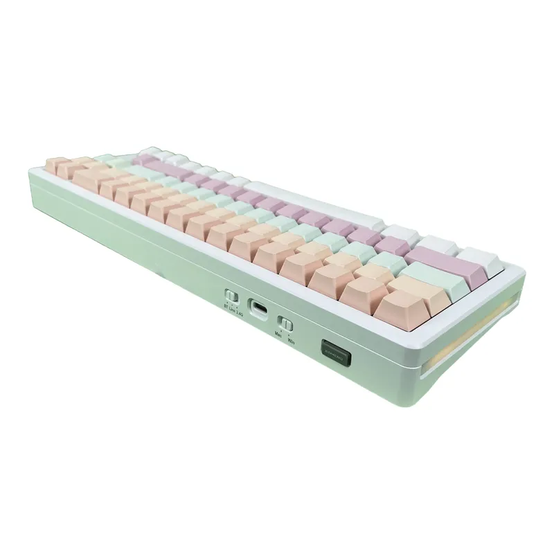 Bàn Phím Cơ Không Dây Xinmeng M71RGB , White Pink (Case Nhôm,Triple Mode, Hostswap, Rgb)