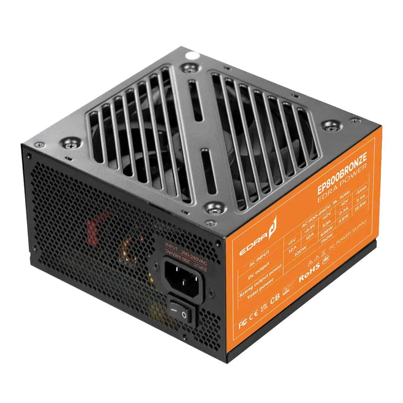 Nguồn Máy Tính E-Dra EP800 800W 80 Plus Bronze | Non Modular, ATX, Đen