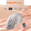 Chuột văn phòng INPHIC DR6 Chính Hãng | Wireless, Bluetooth, 2400 DPI, 84g, Trắng Xám