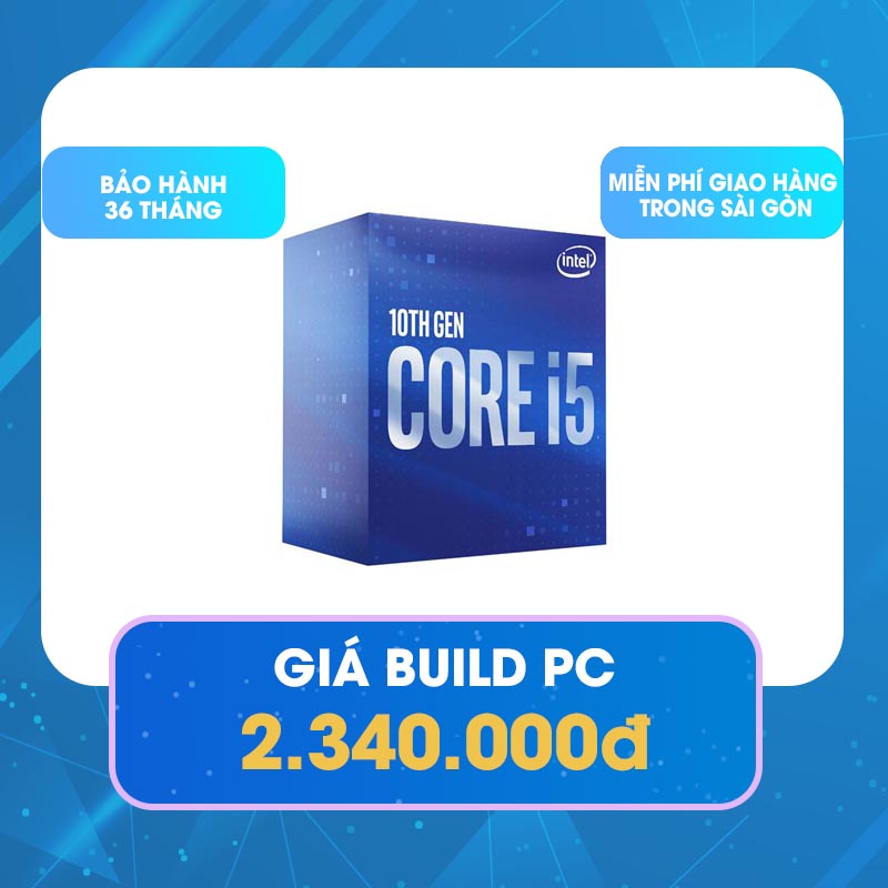 CPU Intel Core i5 10400F Box Chính Hãng (12M Cache, 2.90 GHz up to 4.30 GHz, 6C12T, Socket 1200, Comet Lake-S)