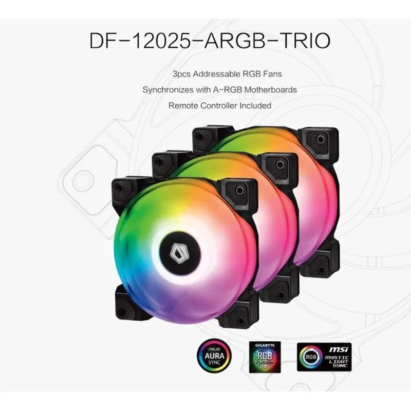 Bộ 3 Fan ID COOLING DF-12025-ARGB TRIO Snow 3pcs Pack