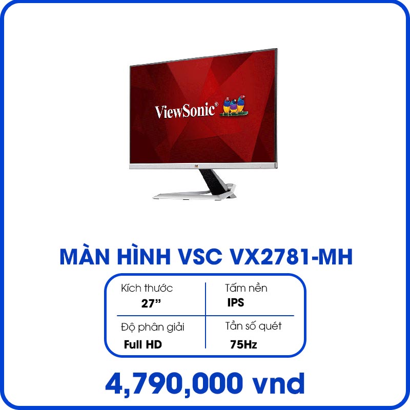 Màn hình máy tính Viewsonic VX2781-MH (27inch/FHD/IPS/75Hz/1ms/250nits/HDMI+VGA/Loa/FreeSync)