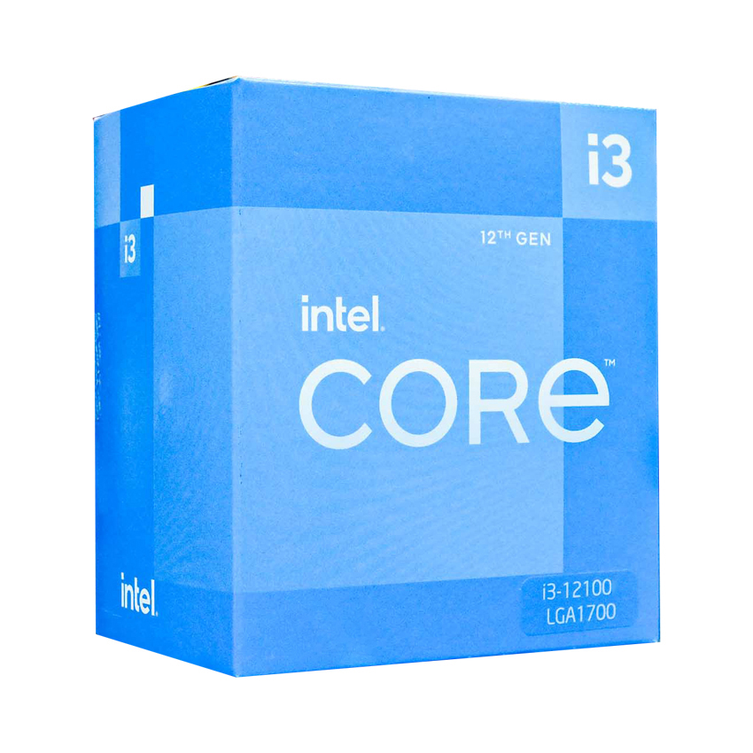Cpu Intel Core i3 12100 Box Chính Hãng (3.3GHz turbo up to 4.3GHz, 4 nhân 8 luồng, 12MB Cache, LGA 1700)