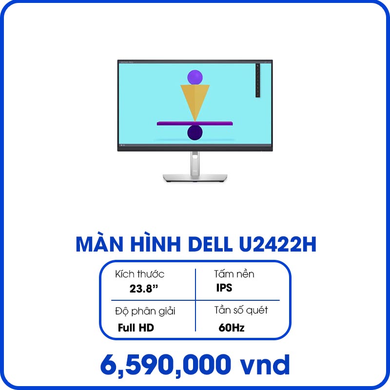 Màn Hình Máy Tính Dell Ultrasharp U2422H (23.8inch, Full HD, IPS, 60Hz, 8 ms, 250 cd/m², Phẳng)