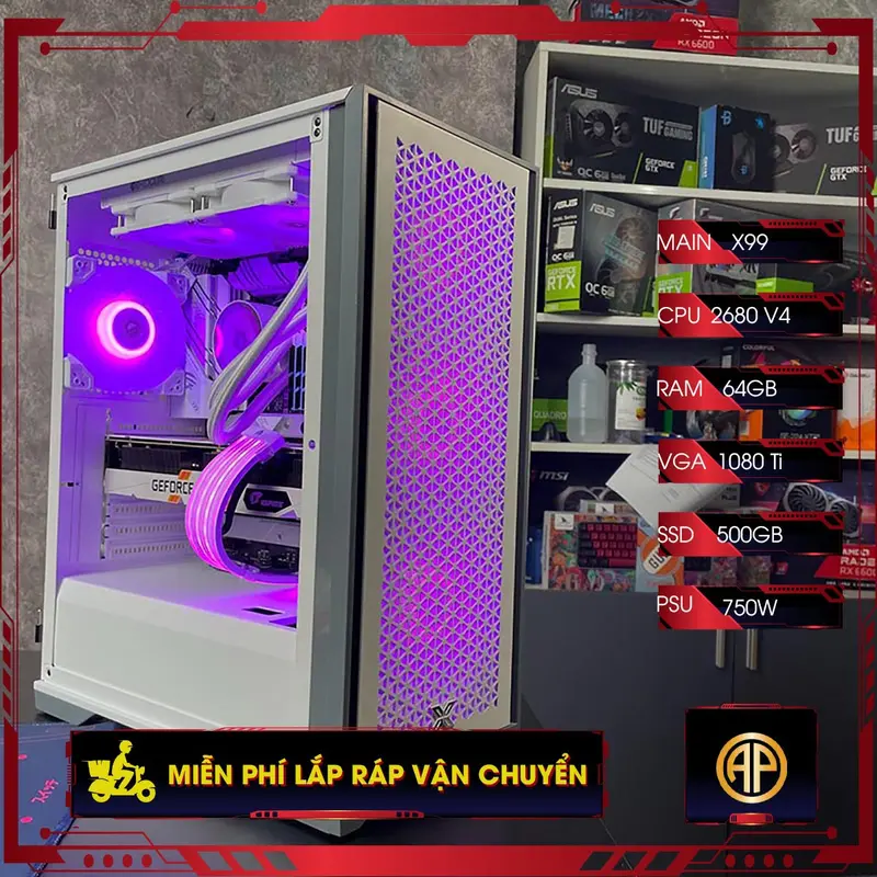  PC chuyên Treo Giả Lập  X99 Dual XEON 2680V4 64GB Gtx 1080 Ti  