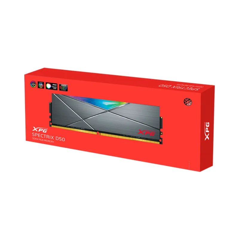 Ram Desktop Adata XPG D50 DDR4 8GB 3200 GREY RGB (AX4U32008G16A-ST50)