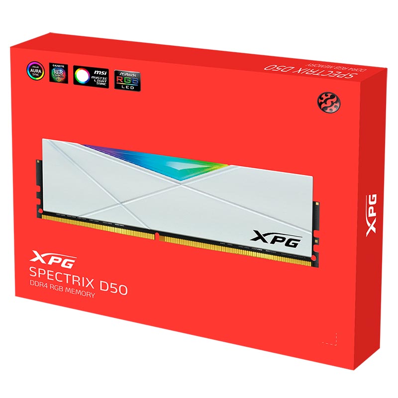 Ram Desktop Adata XPG D50 DDR4 8GB 3200 White Version RGB (AX4U320038G16A-SW50)