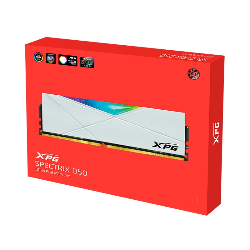 Ram Desktop Adata XPG D50 DDR4 8GB 3200 White Version RGB (AX4U320038G16A-SW50)