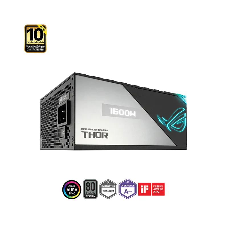 Nguồn Máy Tính ASUS ROG THOR - 1600T Gaming Titanium - 1600W ( Màu Đen/80 Plus Titanium / Full Modular)