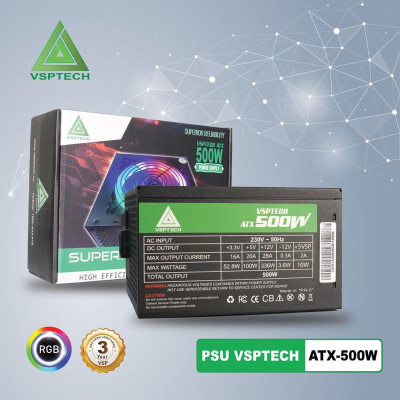 Nguồn Máy TÍnh VSP ATX-500W LED (500W)