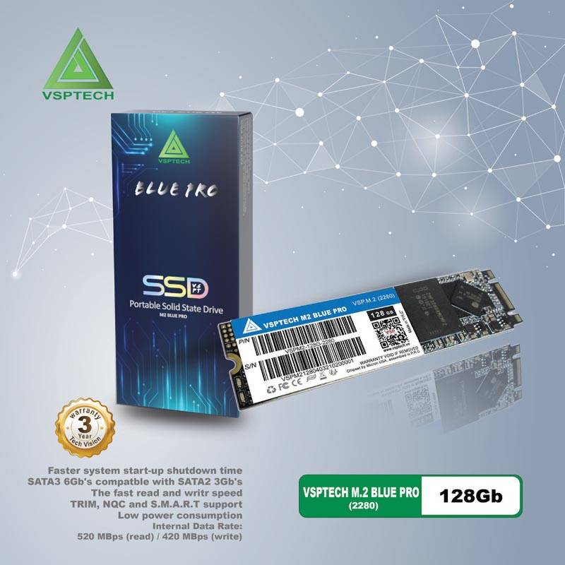 Ổ cứng SSD VSP M.2 2280 128G Blue Pro (520/420MBs)