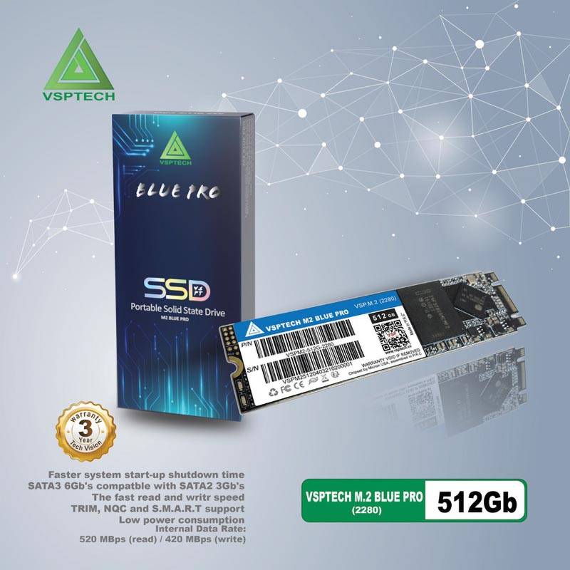 Ổ cứng SSD VSP M.2 2280 512G Blue Pro (520/420MBs)