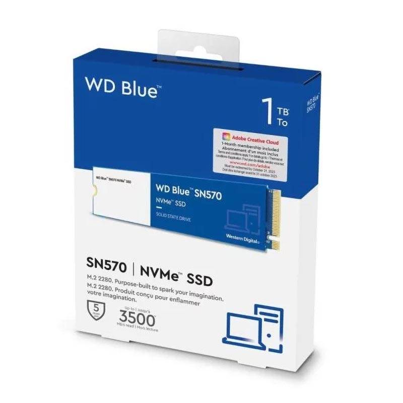 Ổ cứng SSD WD Blue SSD 1TB / SN570 NVMe / M.2-2280 / PCIe Gen3x4, 8 Gb/s / Read up to 3500MB/s - Write up to 3000MB/s - Up to 460K/460K 