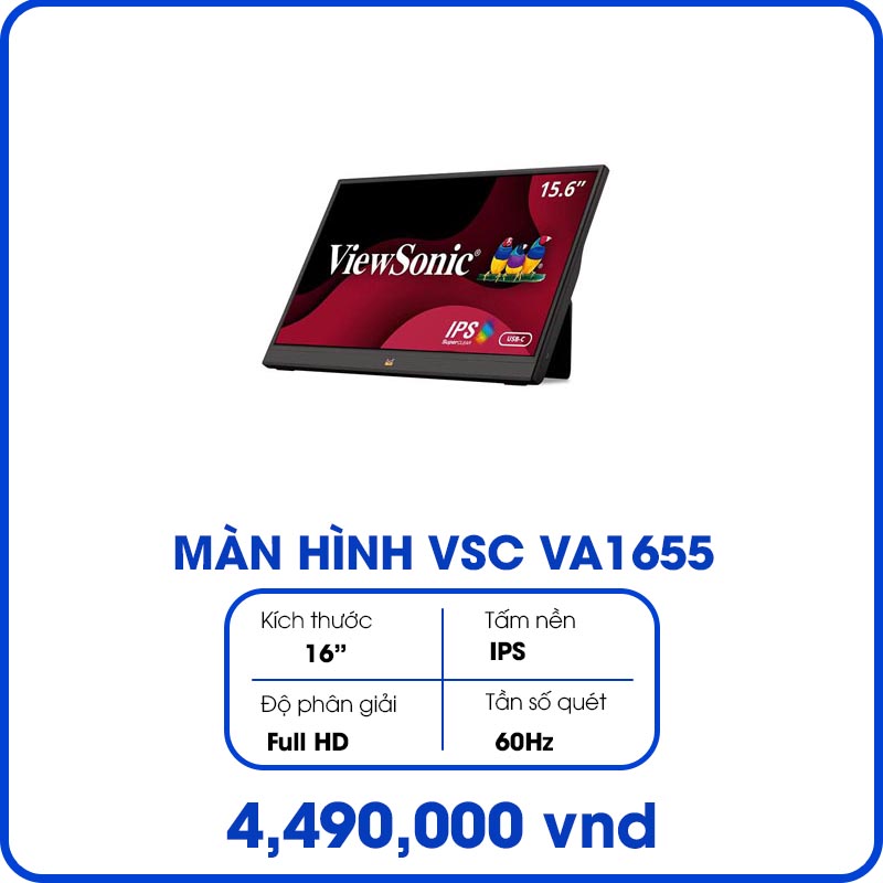 Màn Hình Máy Tính Viewsonic VA1655 (16inch, Full HD, IPS, 60Hz, 7ms, 250 cd/㎡, Phẳng)