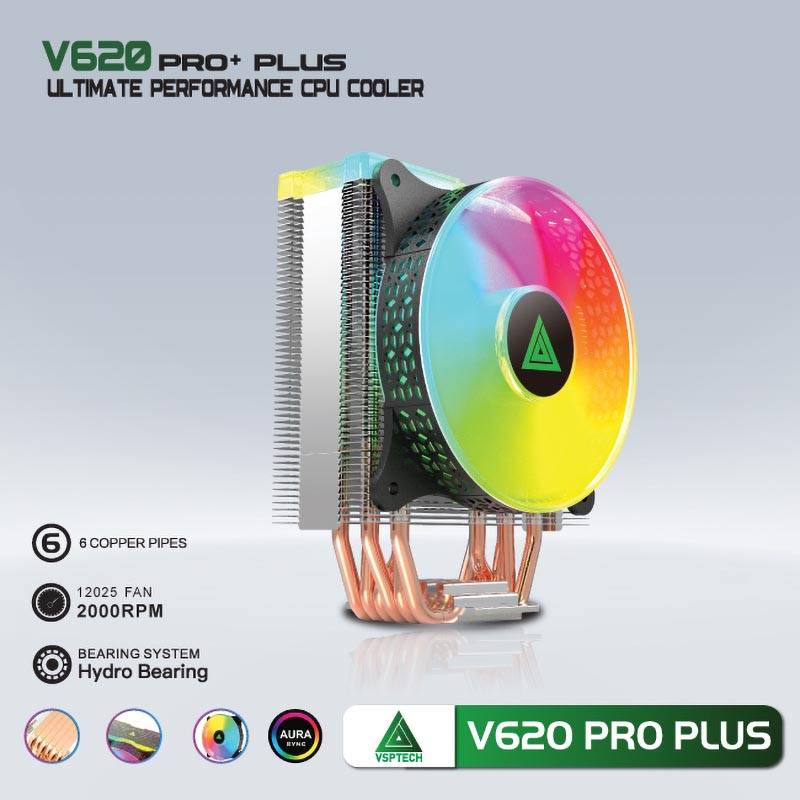 Tản Nhiệt Khí Vsp Fan V620 Pro Plus Led Argb