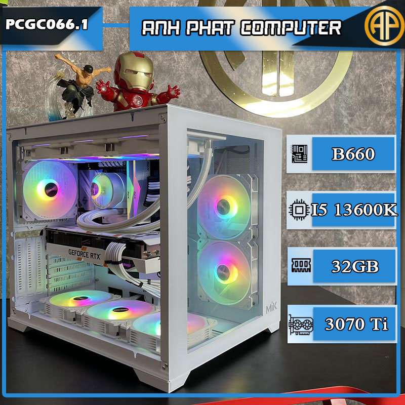 PC Gaming Màu Trắng Bể Cá B660 I5 13600K 32GB Rtx 3070 ti Vga Like new