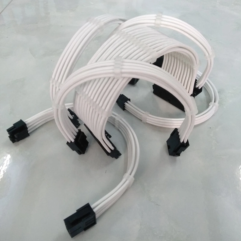 Dây nguồn nối dài bọc lưới màu trắng
