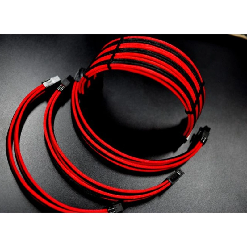 DÂY NGUỒN BỌC LƯỚI NỐI DÀI CAO CẤP MÀU BLACK/RED