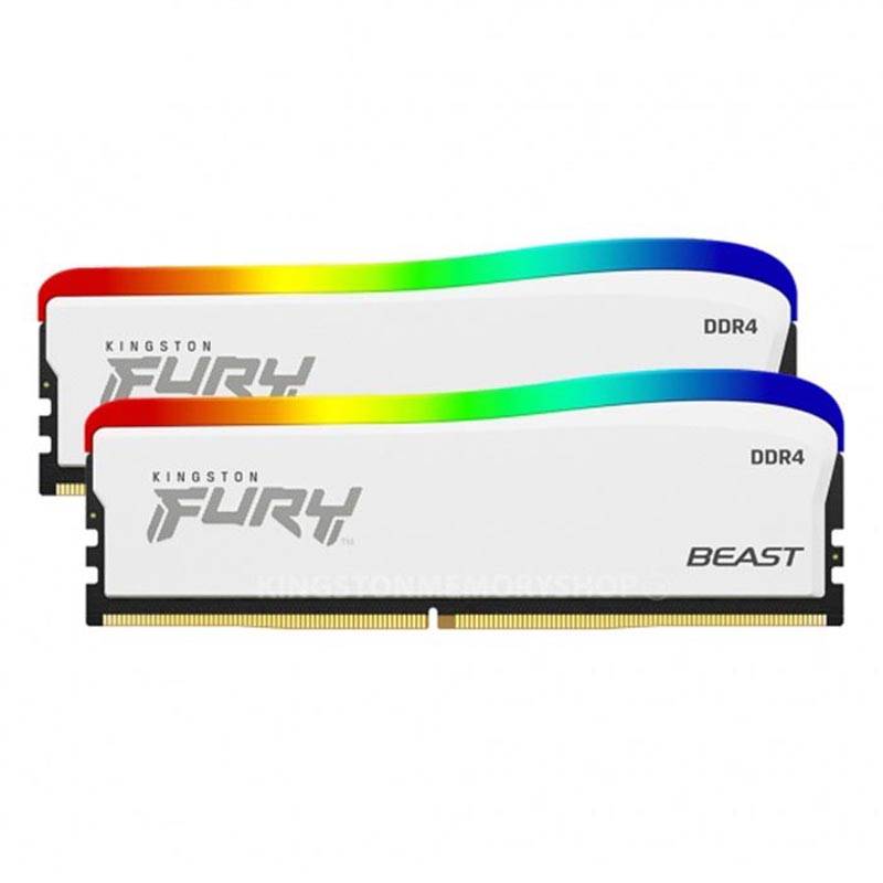 Ram Kingston 16GB 3200MT/s DDR4 CL16 DIMM (Kit of 2) FURY Beast White RGB SE KF432C16BWAK2/16