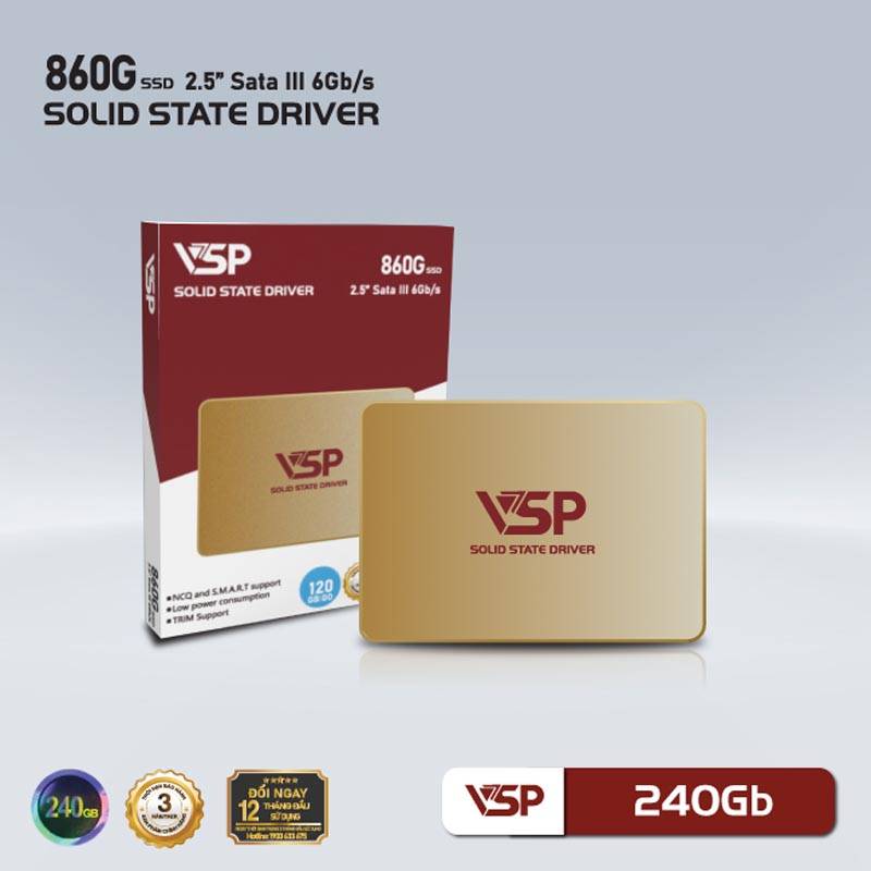 Ổ cứng SSD VSP 240G 860G (Vỏ Nhôm Gold -560/470MBs)