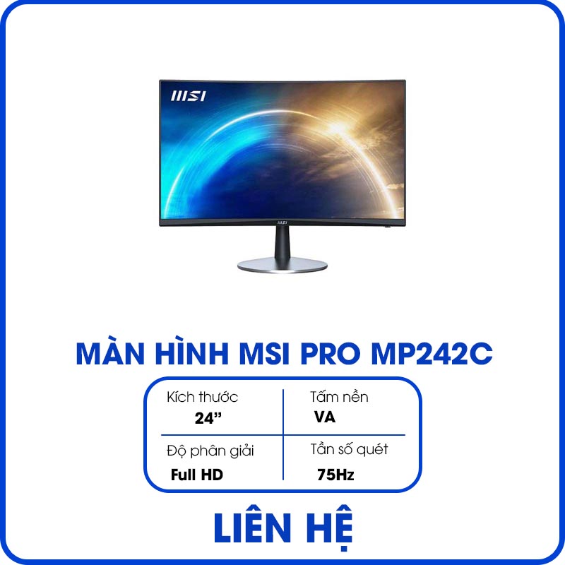 Màn hình máy tính MSI Pro MP242C (23.6 inch/FHD/VA/75Hz/1ms/Loa/Cong)