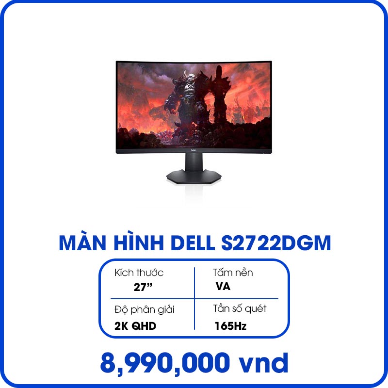 Màn hình máy tính Gaming Dell S2722DGM (27 inch/QHD/VA/165Hz/1ms/Cong)