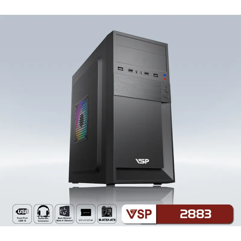 Vỏ Case VSP 2881- 2882-2883 (ATX, Đen, Chưa Gồm Fan)