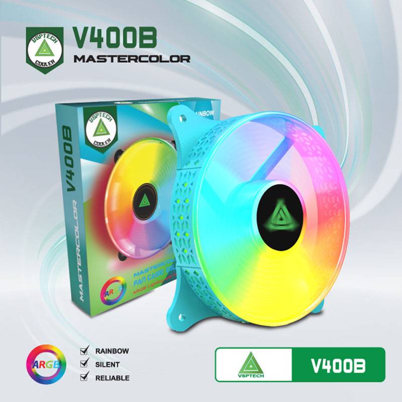 [Xả Hàng] Fan case VSPTECH LED RGB V400B xanh