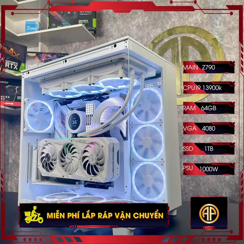 PC Gaming HI-END Trắng Zeus Trắng Z790 I9 14900K64GB RTX 4070 ( All New)
