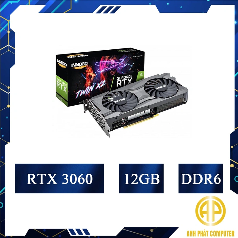 Card màn hình INNO3D RTX 3060 TWIN X2/12GB GDDR6/192-bit/DP+DP+DP+HDMI (N30602-12D6-119032AH)