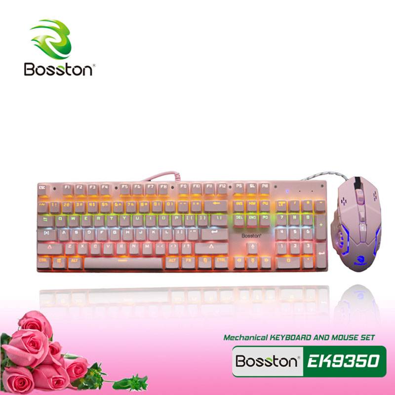 [Xả Hàng] Combo Phím Chuột Bosston EK9350 Pink (CŨ)