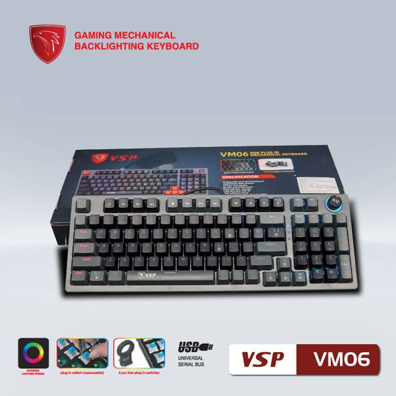 Bàn Phím Gaming VSP VM06 Đen Xám