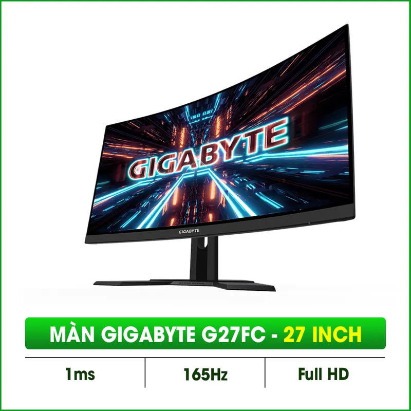 Màn hình máy tính Cũ Gigabyte G27FC (27inch, Full HD, VA, 165Hz, 1ms, 250 cd/m², Cong, 1500R)