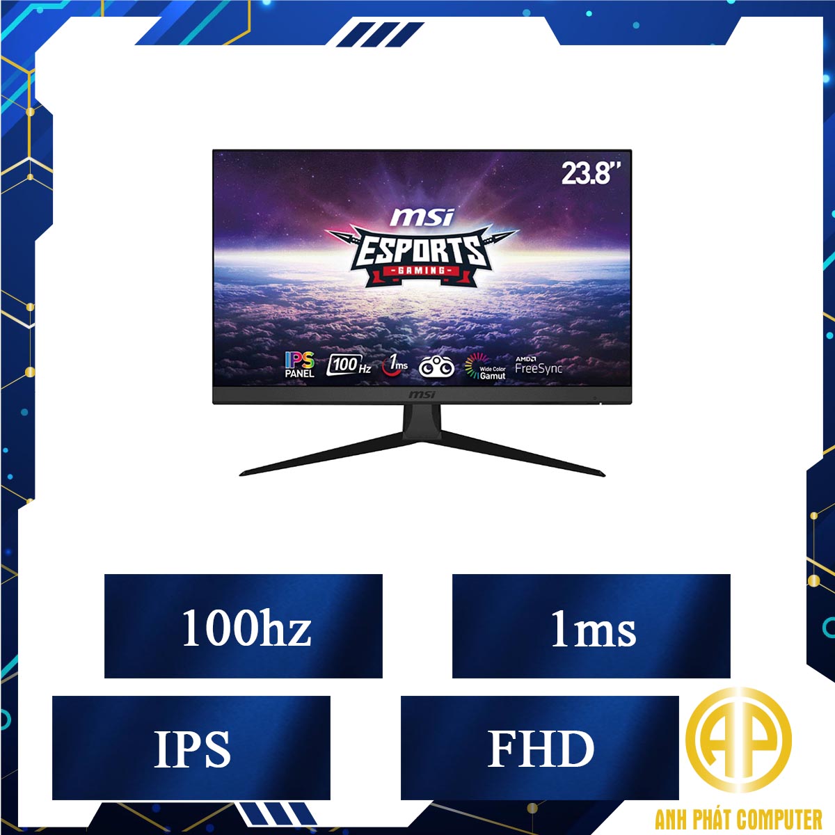 Màn hình máy tính Gaming MSI G2412V (23.8 inch/FHD/IPS/100Hz/1ms)