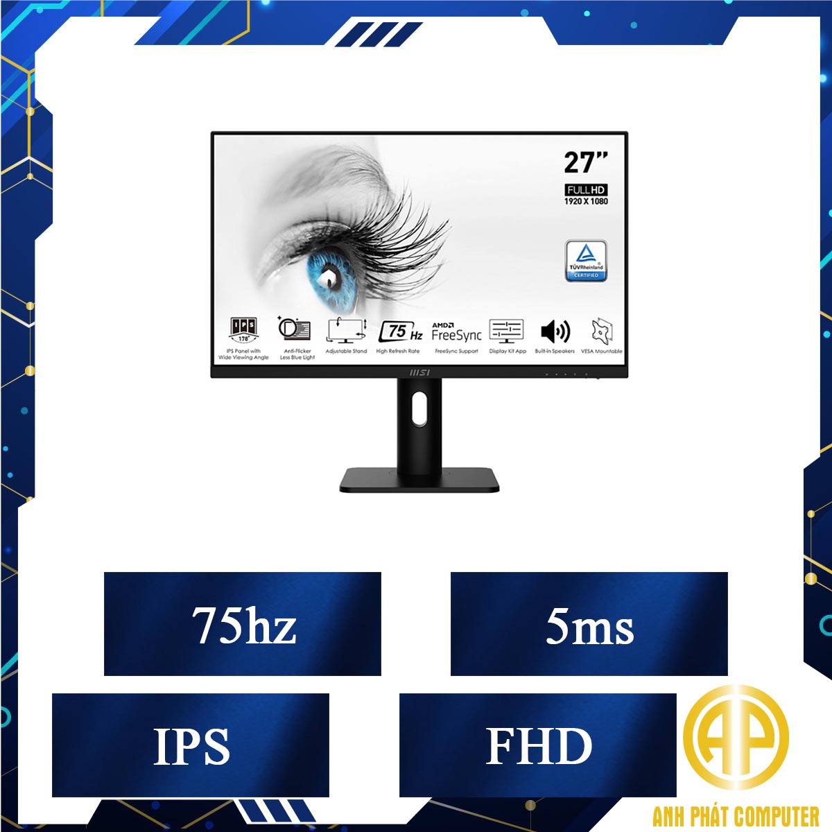 Màn hình máy tính MSI Pro MP273P (27 inch/FHD/IPS/75Hz/5ms/Loa)