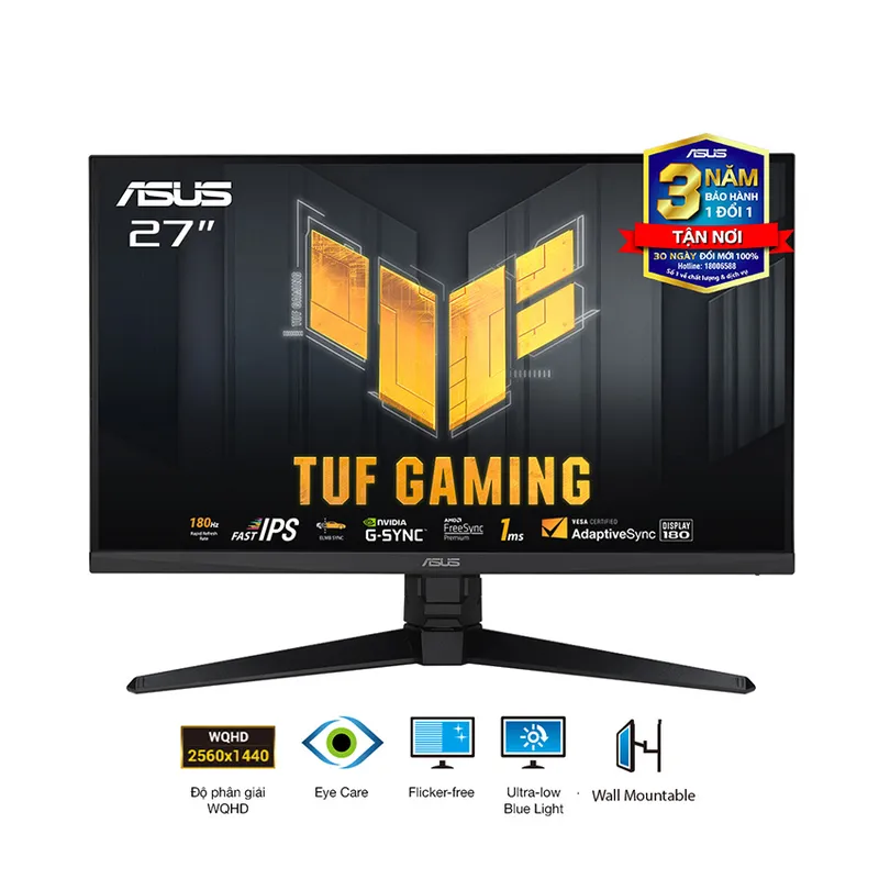 Màn Hình Máy Tính Gaming ASUS TUF VG27AQ3A (27 inch/QHD/IPS/180Hz/1ms/Loa)