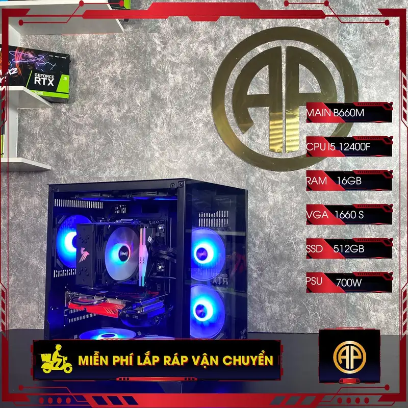 Pc Gaming Bể Cá Trắng B760 I5 12400F 16GB 1660 Super ( All New)
