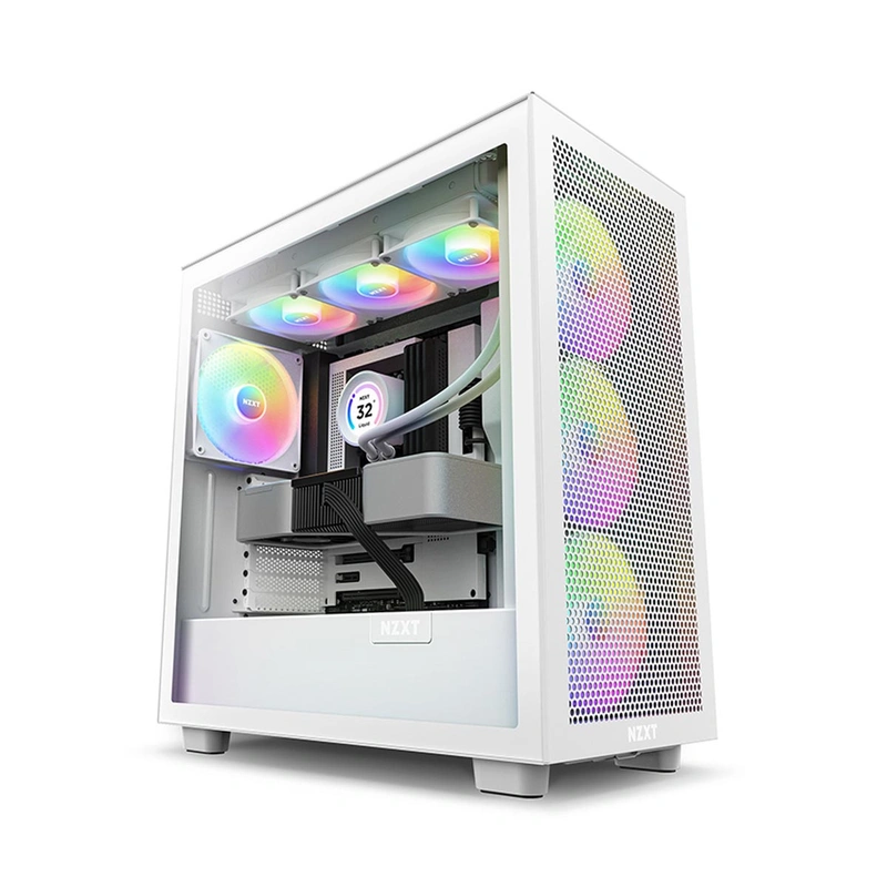 Vỏ Case NZXT H7 Flow RGB (ATX, Trắng, Kèm 4 Fan)