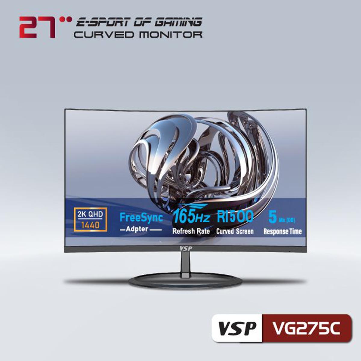 Màn hình máy tính VSP VG275C 27in Cong 2K/QHD 165hz