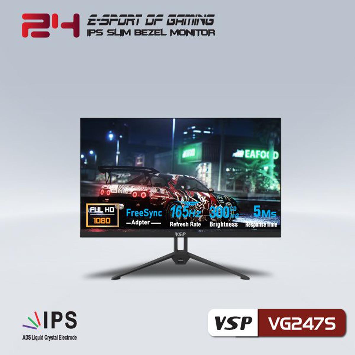 Màn hình máy tính VSP VG247S 24in Phẳng IPS 165Hz