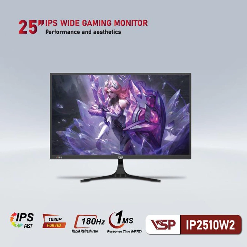 Màn Hình Máy Tính VSP IP2510W2 - Đen | 24.5 inch, Full HD, Fast IPS, 180Hz, 1ms, phẳng