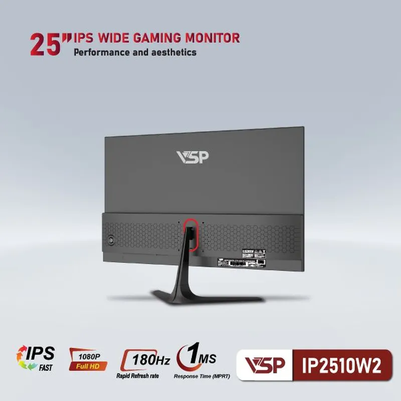 Màn Hình Máy Tính VSP IP2510W2 - Đen | 24.5 inch, Full HD, Fast IPS, 180Hz, 1ms, phẳng