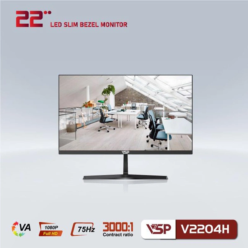 Màn hình máy tính VSP PHẲNG LED 22INCH TRÀN VIỀN V2204H - ĐEN 100Hz