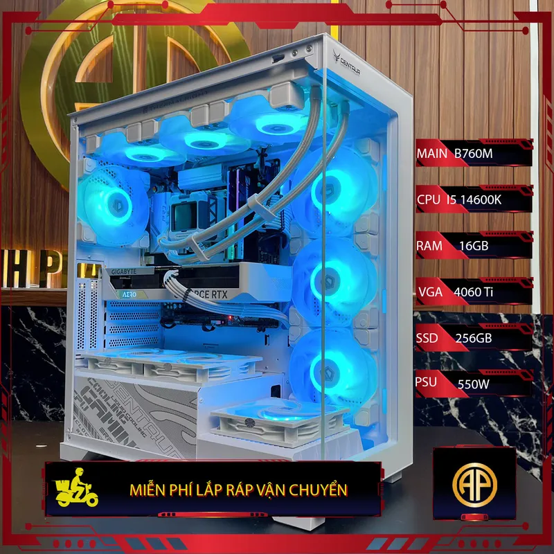 Pc Gaming Bể Cá Trắng B760M I5 14600K 16GB RTX 4060 ( All New)