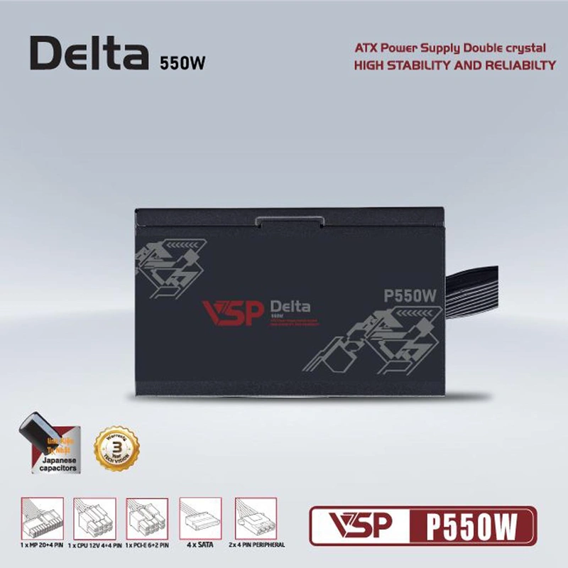 Nguồn Máy Tính VSP Delta P550W | 550W, ATX